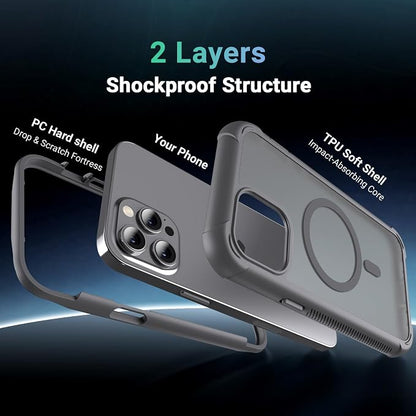 jaroco Magnetic for iPhone 12 Pro Max Case, [Compatible with MagSafe][Military Grade Drop Protection][Heavy Duty Protection][Non-Slip][Shockproof] 2-Layer Durable Bumper Phone Case 6.7''-Gray