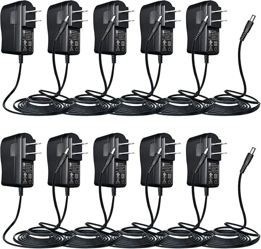 UL Listed 10 Pack 12V 1A 10ft Power Supply Adapter, AC to DC 12W 12V 1000mA 800mA 500mA Replacement Power Cord for CCTV Security Camera DVR LED Strips Router BT Speaker LED Mirror Desk Lamp and More