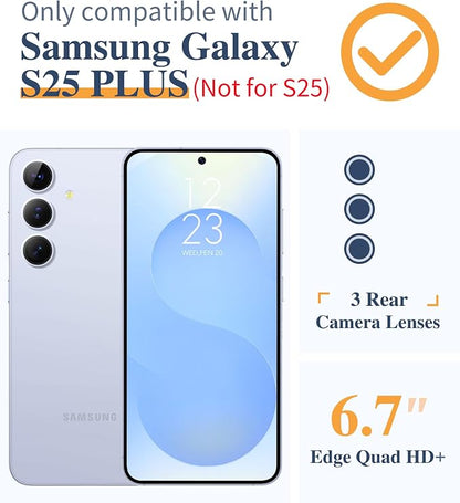 GVIEWIN for Samsung Galaxy S25 Plus Case, Clear Floral Slim Shockproof Protective Women Phone Case, Non-Yellowing, with Screen Protector & Camera Lens Protector for S25 Plus 6.7", Sweet Posy/Blue