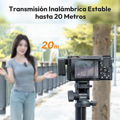 ULANZI A100 Wireless Lavalier Microphone Lapel Mic for Camera and Phone w USB C/3.5mm/Plug, 32KHz 16Bit, Noise Cancellation, 13.5-Hour Battery, Clip on Microphone for Video Podcast Vlog YouTube