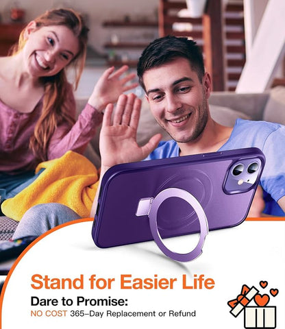 Chicfun 3-in-1 [Magnetic+Kickstand+Ring Holder] for iPhone 12/12 Pro Case Stand Ring Holder Compatible with MagSafe, Military Shockproof Protective iPhone 12/12 Pro Phone Case Kickstand Cover Purple