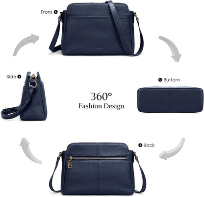 befen Anti-theft Crossbody Bag for Women Genuine Leather, Small Cross Body Shoulder Handbags with RFID Card Slots