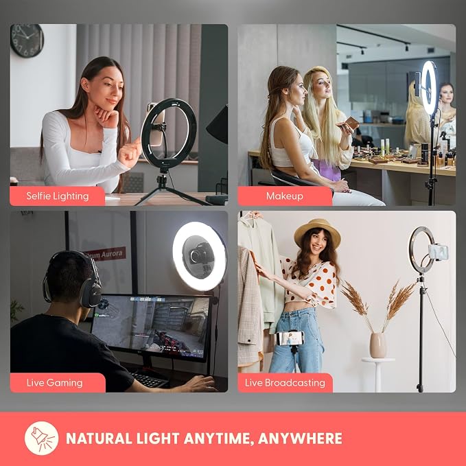 SQUATZ 11’’ LED 12W Selfie Ring Light with Wired Control, 3 Color Modes, 10 Brightness Levels, Tripod Stand with 6 Sections, Phone Holder, Adjustable Brightness Levels for Influencers, YouTube, TikTok