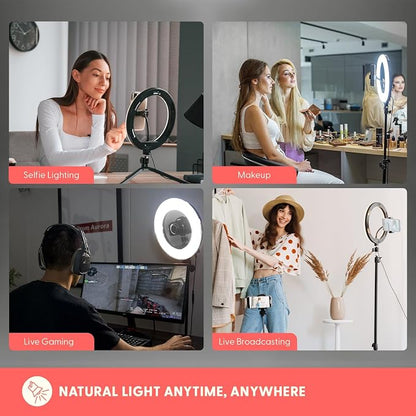 SQUATZ 11’’ LED 12W Selfie Ring Light with Wired Control, 3 Color Modes, 10 Brightness Levels, Tripod Stand with 6 Sections, Phone Holder, Adjustable Brightness Levels for Influencers, YouTube, TikTok