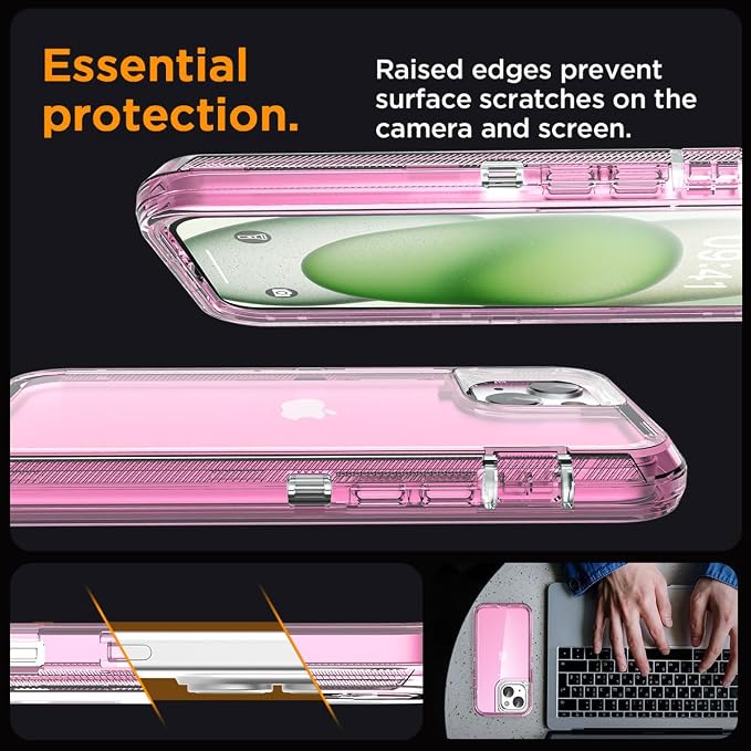 AICase for iPhone 15 Case Clear 3 in 1 Heavy Duty Drop Protection Full Body Rugged Shockproof/Dust Proof 3-Layer Military Protective Tough Durable Cover for iPhone 15 6.1"_2