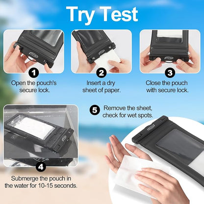 AiRunTech Waterproof Phone Pouch,Double Seal Floating Phone Case for Swimming Kayak Paddle Board,Protector iPhone 17 16 15 14 13, River Lake Canoe Boating Beach Accessories(Iridescent Pink+Black)