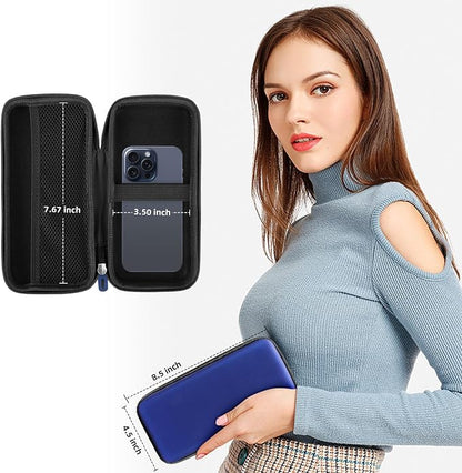 iMangoo Travel Essential Electronics Organizer Pouch Charger Case, Shockproof Dual Zipper Power Bank Cables Tech Accessories Purse, Men & Women Travel Must Have Storage Bag, 8.5x4.5x2 inch Dark Blue