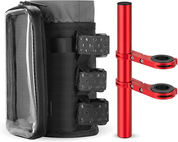 Bike Water Bottle Holder with Mount | Fits Motorcycles, Strollers, Scooters, Wheelchairs | Waterproof Phone Bag | Mount Support More Bike Devices | Holds 3.6in Diameter Bottles (1, Black)
