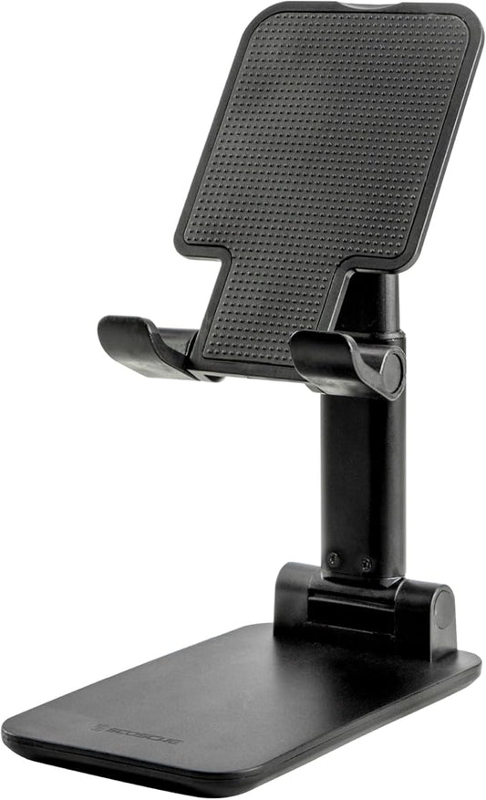 Scosche SUFMPS-SP Universal Cell Phone Stand and Holder with Non-Slip Cradle, Foldable, Adjustable Non-Magnetic Mount for Home Office Desk or Travel Compatible with iPhone, Tablet and All Devices