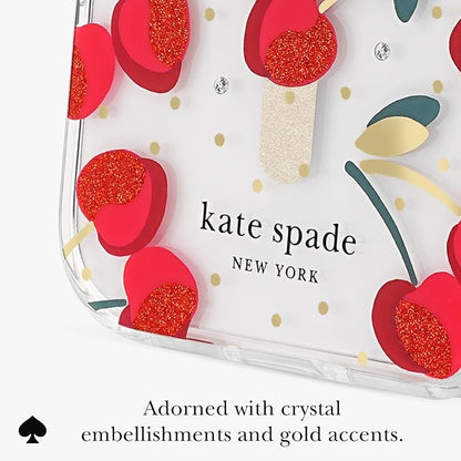 kate spade new york iPhone 17 Pro Case - Compatible with MagSafe - Designer Phone Case - Cherry Dot Gems