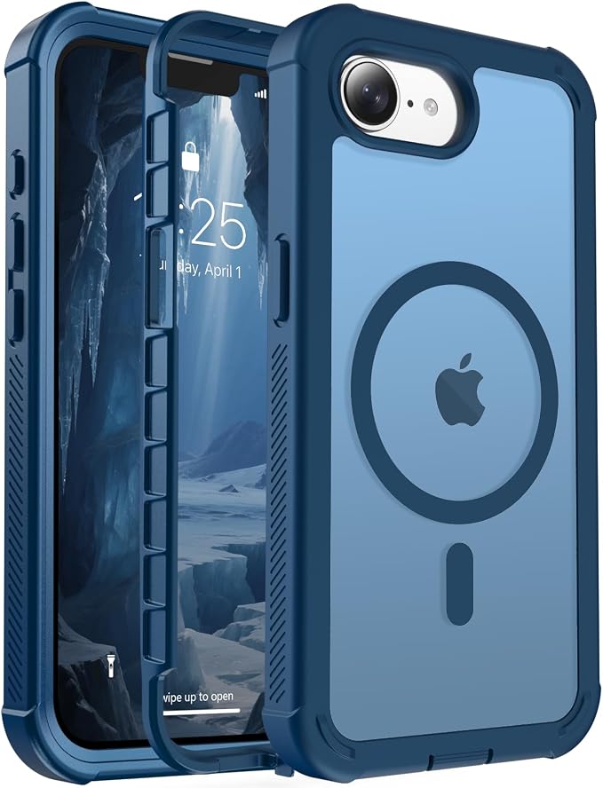 jaroco Magnetic for iPhone 17e Case& iPhone 16e Case, [Compatible with MagSafe][Military Grade Drop Protection][Heavy Duty Protection][Non-Slip][Shockproof] 2-Layer Bumper Phone Case 6.1''-Deep Blue