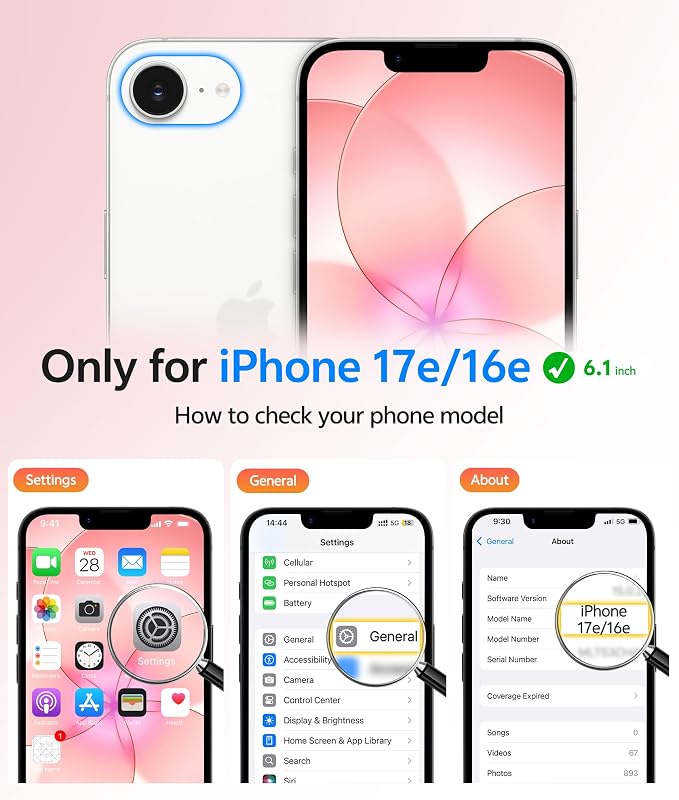 FNTCASE for iPhone 17e Case: iPhone 16e Phone Case [Compatible with Magsafe] Translucent Matte Cases with [Screen Protector] Military Grade Shockproof Protective Phone Cover - Light Pink