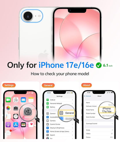 FNTCASE for iPhone 17e Case: iPhone 16e Phone Case [Compatible with Magsafe] Translucent Matte Cases with [Screen Protector] Military Grade Shockproof Protective Phone Cover - Light Pink