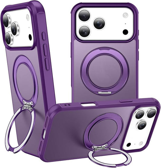 360° Magnetic Swivel Ring for iPhone 17 pro max case, Built-in Metal Stand and Ring Holder, Magsafe Compatible, Military Grade Protection, Shockproof - Purple