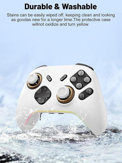 Silicone Protective Case for Flydigi Vader 5 Pro Wireless Controller, Full-Body Protective Cover with Precise Cutout, Shockproof Dustproof Protector Sleeve & Scratch-Resistant Sleeve (White)