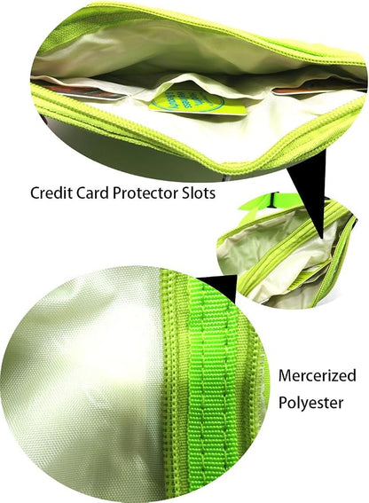 JBYDLIFE Waist Pack Bag Ultrathin Hide Purse Outdoor Sports Jogging Travel Runner Belt with Credit Card Protector Slots Green