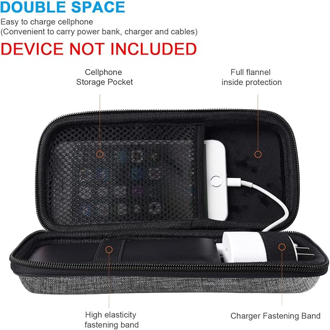 SKYNEW Powerbank Hard Drive Case Compatible with Anker Power Core 26800mAh/ PowerCore +26800mAh, RAV Power 26800/20100/20000mAh, ROMOSS 30000mAh, Miady 10000/15000mAh (Medium-Light Grey)