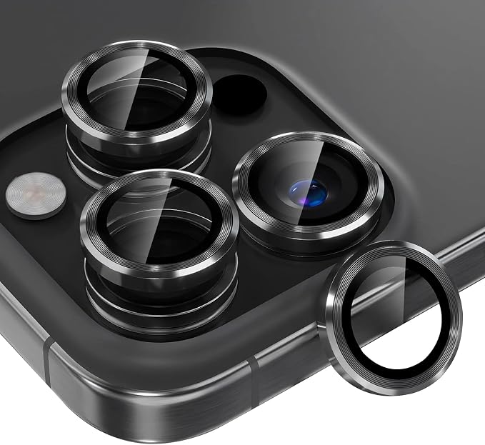 AFARER for iPhone 16 Pro/iPhone 16 Pro Max Camera Lens Protector, [Scratch Resistant] Shatterproof Protector Cover, Ultra-tough HD Individual Lens Protectors, Black,1 Set