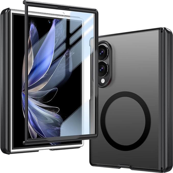 WRJ for Samsung Galaxy Z Fold 8 Case,Buit-in Screen Protector,Black | Fit for Magsafe,Full Hinge Protection,Military Grade Drop Protection,Magnetic Slim Anti-Fingerprints Shockproof Phone Case
