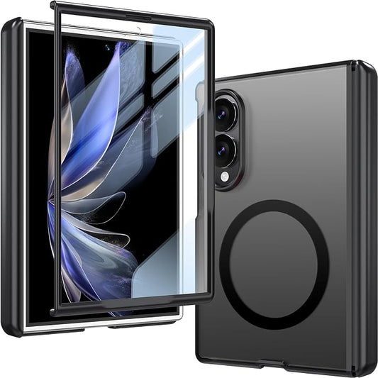 WRJ for Samsung Galaxy Z Fold 8 Case,Buit-in Screen Protector,Black | Fit for Magsafe,Full Hinge Protection,Military Grade Drop Protection,Magnetic Slim Anti-Fingerprints Shockproof Phone Case