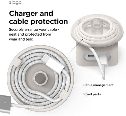 elago Charger Cable Management Case, Cord Reel Organizor Compatible with MacBook Air 13" M2 M3 M4 2022 2024 2025, MacBook Air 15" M2 M3 M4 2023 2024 2025 [A3240] [A3113] [A3241] [A3114] 35W (Stone)