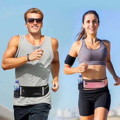SooGree Slim Running Belt Sport Fanny Pack for Women Men,Reflective Waist Pack Runner Pouch Belt, Zipper Waterproof Running Phone Holder Jogging Pouch for Phone Money (GSP8806 Blue)