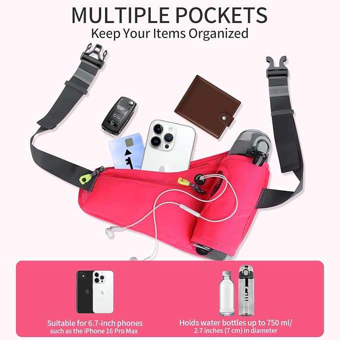Hydration Belt,Running Water Bottle Belt for Women - Hydration Fanny Pack with Water Bottle Holder for Hiking, Walking, Gym | Lightweight Waist Pack for Running, Fitness, Marathon Essentials