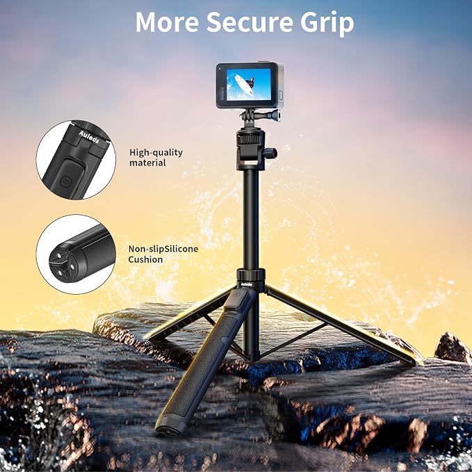 70" Selfie Stick Tripod for Gopro Action Camera, Lightweight Phone Tripod Stand with Wireless Remote & Phone Holder, Compatible with iPhone, GoPro, DJI, Insta360