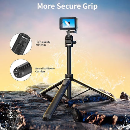 70" Selfie Stick Tripod for Gopro Action Camera, Lightweight Phone Tripod Stand with Wireless Remote & Phone Holder, Compatible with iPhone, GoPro, DJI, Insta360