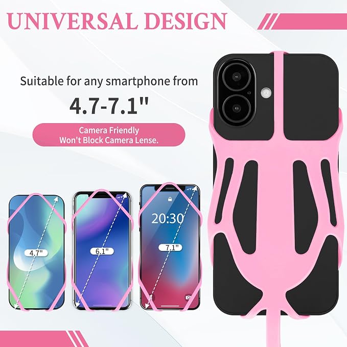 HOTEMIA Silicone Phone Lanyard Holder with Carabiner, Universal Phone Strap,Anti-Theft Phone Case with retractable tether