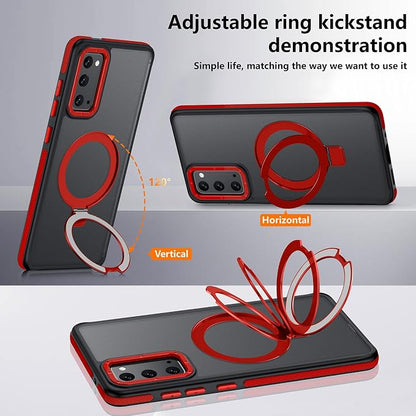 for Samsung Galaxy S20 FE Case, Magnetic Adjustable Ring Stand [Fit for Magsafe], [Military-Grade Shockproof Protection] Phone Case with Kickstand&Ring Holder (Red)
