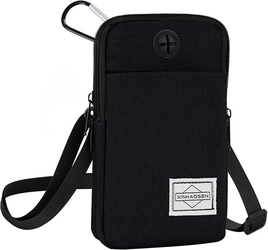 HOTEMIA Cell Phone Purse Waist Pack Bag Travel Crossbody Bag Wristband Sport Armband Wallet with Removable Shoulder Strap (Black)