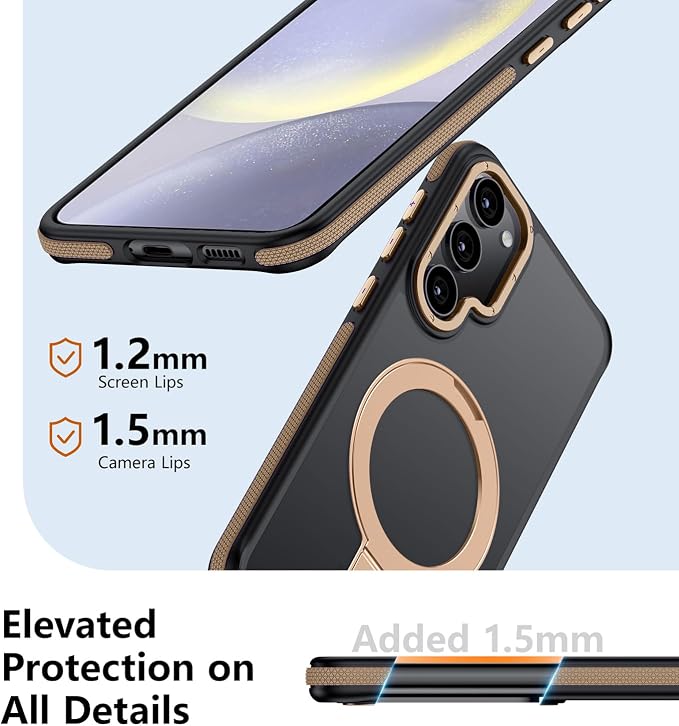 for Samsung Galaxy S24 Plus Case, Magnetic Adjustable Ring Stand [Fit for Magsafe], [Military-Grade Shockproof Protection] Phone Case with Kickstand&Ring Holder (Desert Gold)