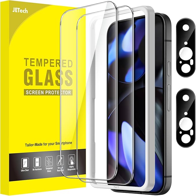 JETech Screen Protector for Google Pixel 9, 2+2 Pack | with Camera Lens Protector, HD Clear Tempered Glass, Anti-Scratch Protection, Easy Installation Tool
