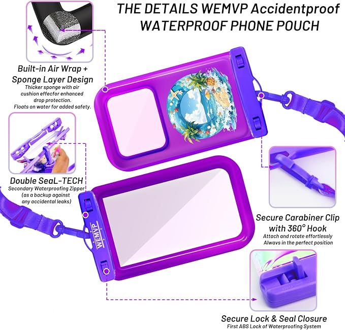Personalized Initial Waterproof Phone Pouch Case - IPX8 Cellphone Dry Bag with Lanyard for iPhone 16/15/14/13/12 Pro Max (6.1–6.9"), Beach & Cruise Ship Essentials with Monogrammed Design (Purple, O)