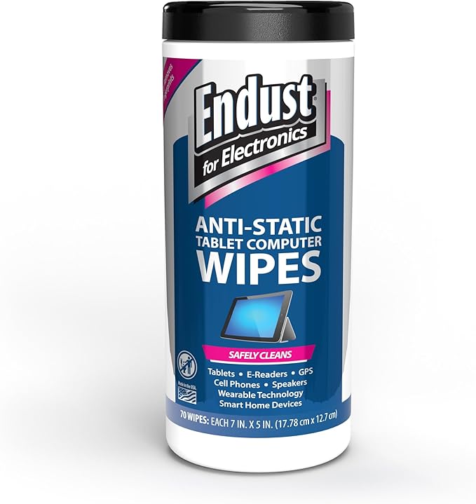 Endust For Electronics Screen Cleaner Wipes, Electronics Surface Cleaning Wipes, For Tablet, E-Reader, Computer Monitor, Laptop, Phone, TV, GPS, Pre-Moistened, Alcohol & Ammonia Free, 70 Count (12596)