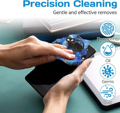 6 PCS Glasses Cleaning Cloth Eyeglass Lens Cleaning Cloth Eyeglasses Wipes Microfiber Reusable Soft for Phone Screens Camera Unisex Women Girls Cute Aesthetic (6.3"x6.3")-Sunflower Black Cat