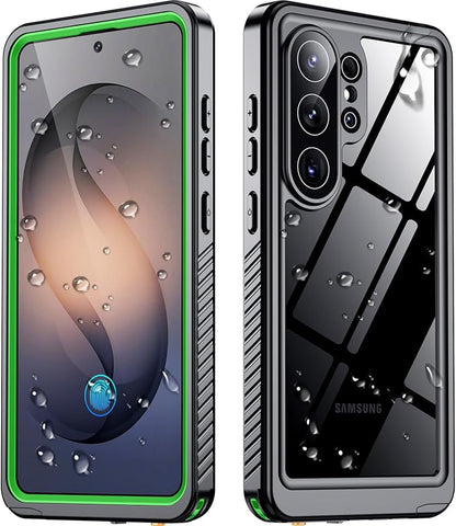SPIDERCASE Designed for Samsung Galaxy S26 Ultra Case Waterproof,Built-in Screen & Camera Lens Protector[IP68 Underwater] [Military Grade Shockproof] Full Body Protection Phone Case,Green/Clear