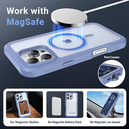 jaroco Magnetic for iPhone 16 Pro Max Case, [Compatible with MagSafe][Military Grade Drop Protection][Heavy Duty Protection][Non-Slip][Shockproof] 2-Layer Durable Bumper Phone Case 6.9''-Blue Purple