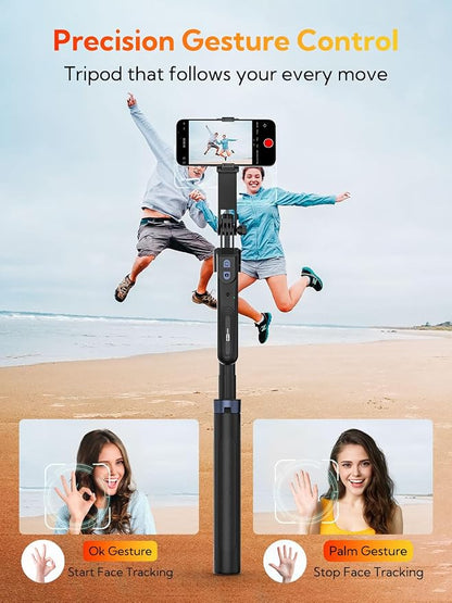 USKEYVISION 70” Auto Face Tracking Tripod, Extendable 360° Rotation Phone Tripod for iPhone and Android, Selfie Stick for iPhone w/Remote Control,Phone Holder Video Recording for TikTok(UTK-01)