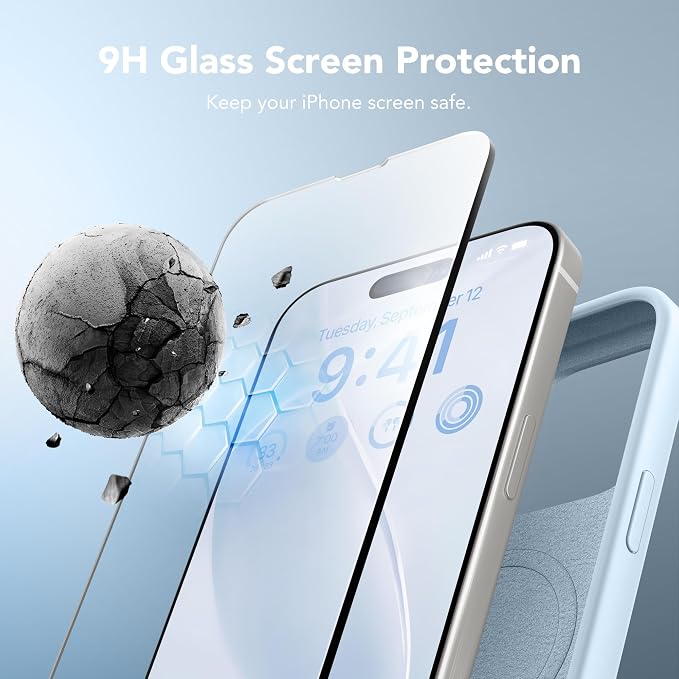 GONEZ for iPhone 14 Pro Max Case Silicone, Compatible with MagSafe, with Screen Protector + Camera Lens Protector, Liquid Silicone Shockproof Protective Phone 14 ProMax Case 6.7", Blue