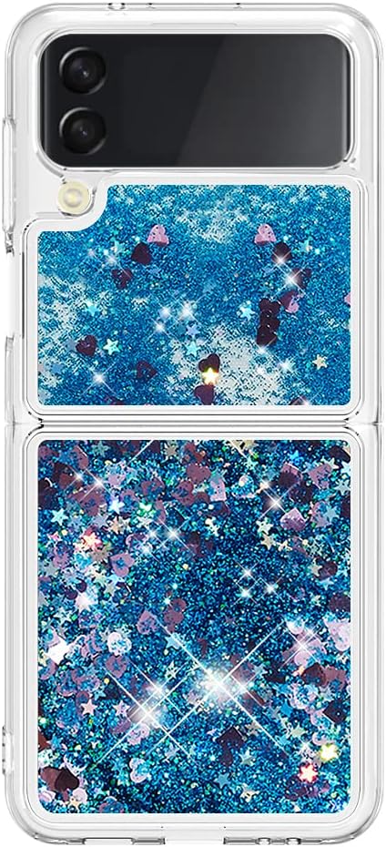 Floating Case Glitter Compatible with Samsung Galaxy Z Flip 4 5G, Bling Liquid Sparkly Colorful Gel Case Clear Waterfall Soft TPU Bumper Shell Shockproof Case Compatible with Samsung Galaxy Z Flip 4