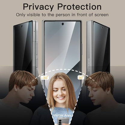 JETech Front Privacy Screen Protector for Samsung Galaxy Z Fold 6, 2-Pack | Anti-Spy Privacy Protection, Tempered Glass, Easy Installation Tool, Case-Friendly, Anti-Scratch Design