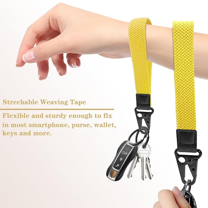 Stretchy Wristlet Keychain, Wrist Lanyard Strap Key Chain Holder to Hold Keys Wallet Phone ID Badge for Men Women