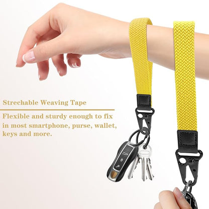 Stretchy Wristlet Keychain, Wrist Lanyard Strap Key Chain Holder to Hold Keys Wallet Phone ID Badge for Men Women