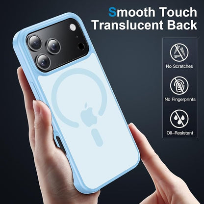 Strong Magnetic for iPhone 17 Pro Case with Camera Lens Protector [ Military-Grade Protection] Compatible with MagSafe Shockproof Slim Thin Cover case for iPhone 17 Pro 6.3 inch, Light Blue