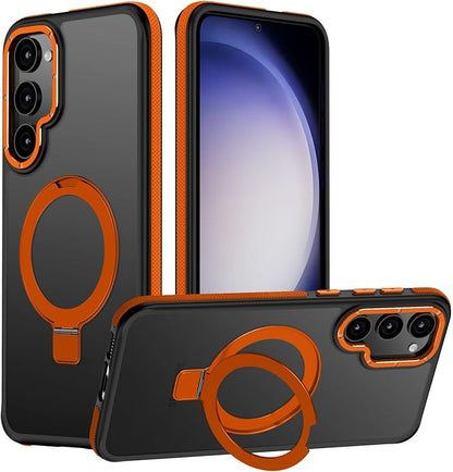 for Samsung Galaxy S23 Plus Case, Magnetic Adjustable Ring Stand [Fit for Magsafe], [Military-Grade Shockproof Protection] Phone Case with Kickstand&Ring Holder (Orange)