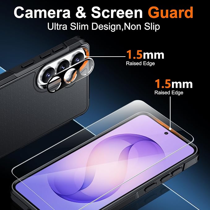 SPIDERCASE Designed for Samsung Galaxy S26 Plus Case, [10 FT Military Grade Drop Protection], 2 Pack [Tempered Glass Screen Protector+Camera Lens Protector] Heavy Duty Shockproof Case, Black
