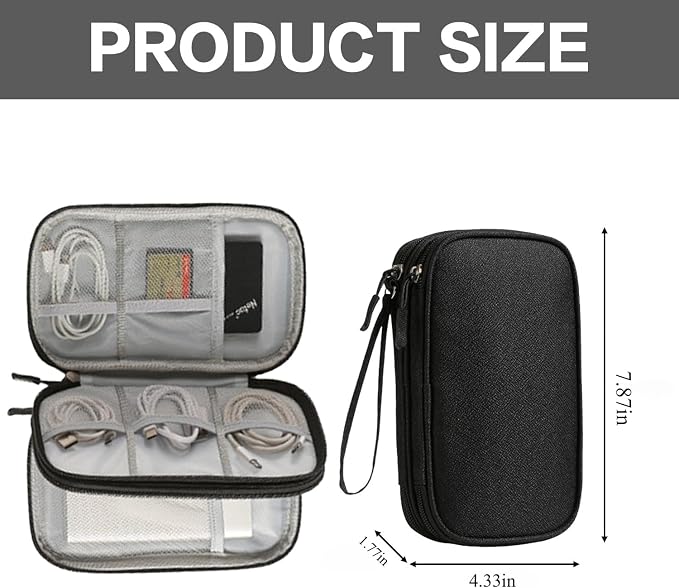 Travel Storage Box - Hard EVA Protective Cover for Mobile Power Bank, Charger, Cable, Phone and Accessories - Portable Storage Bag for Airplane, Business Travel, Home Furnishings