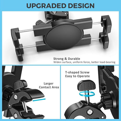 KDD Spin Bike Tablet Holder Mount, Phone iPad Holder Stand Exercise Bike Handlebar Mount for Stationary Bicycle, Treadmill, Microphone Stand, Fit for iPad Pro 12.9, Galaxy Tabs, iPhone(4.7-13”)